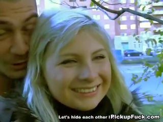 Pickup Fuck: tempting blonde feature takes big black peter in her mouth